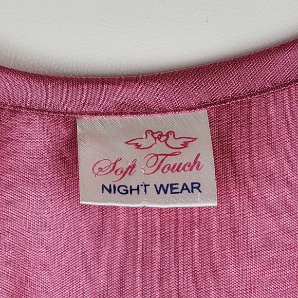 Vintage Soft Touch Night Wear Silky Satin Lace Robe Short Flutter Sleeve Belt - Picture 2 of 9